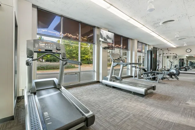 a room with gym equipment