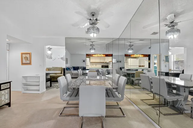 a view of a dining room and livingroom