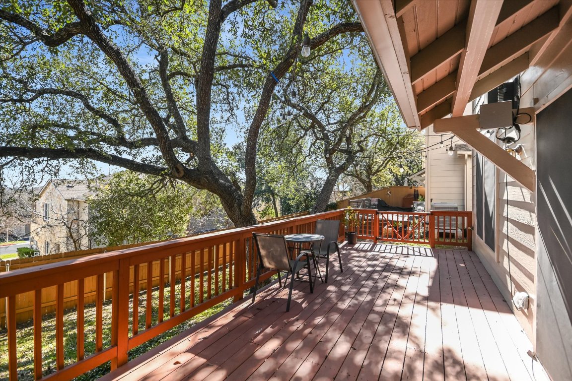 7501 Shadowridge Run, Unit 110 Austin, TX 78749 - Photo 15 of 20 The large wooden deck has plenty of space for grilling out, sipping drinks with friends and dining al fresco.