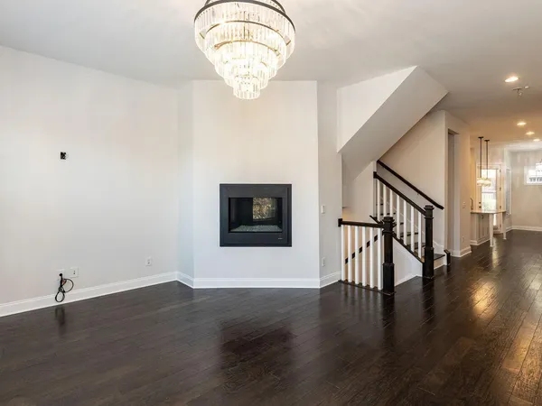 a view of livingroom with wooden floor