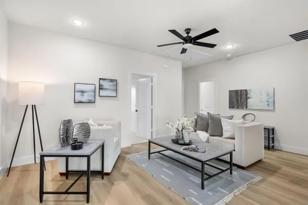 a living room with furniture