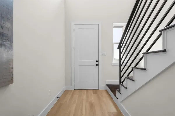 a view of a room with staircase