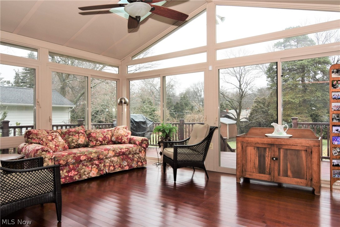 404 Somerset Road Akron, OH 44313 - Photo 12 of 25 Sun Room with vaulted ceiling, 4 skylights, fan and windows all around. A year round room with 3/4" tongue and groove cherry floors.