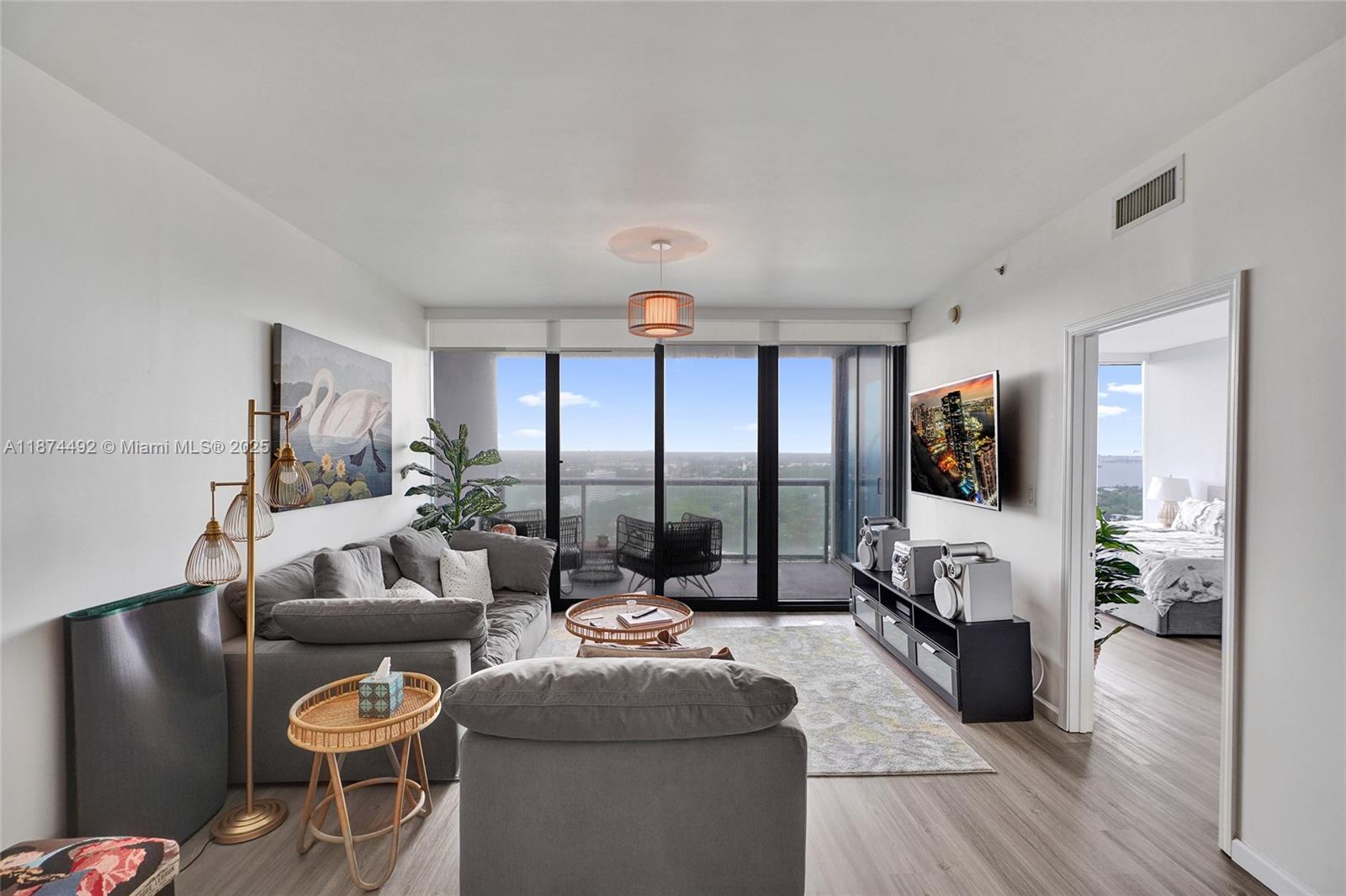 601 Northeast 36th Street, Unit 2703 Miami, FL 33137 - Photo 23 of 64 a living room with furniture and a flat screen tv