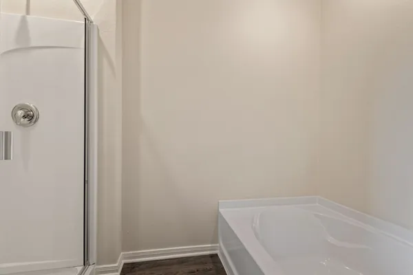 a bathroom with a bathtub