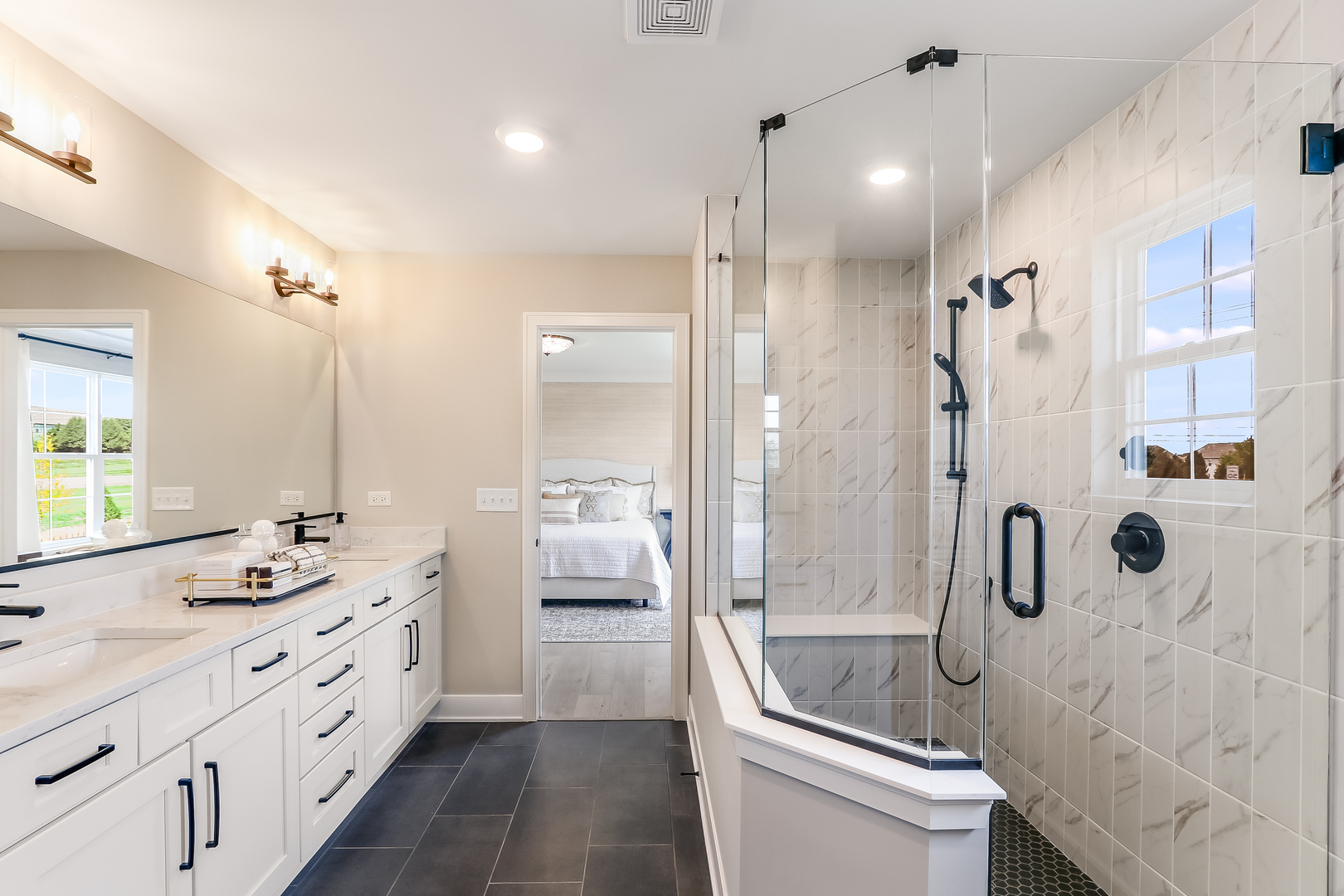 5 Hawthorn Rdg Drive Hawthorn Woods, IL 60047 - Photo 24 of 31 a bathroom with a double vanity sink toilet mirror bathtub and shower