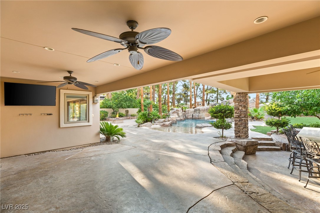 105 Quail Run Road Henderson, NV 89014 - Photo 55 of 88 View of patio / terrace featuring a ceiling fan