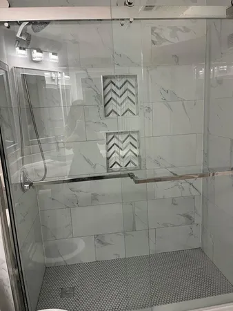 a bathroom with a shower