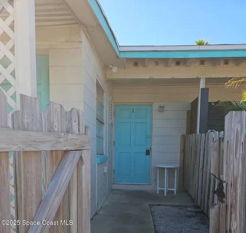 a view of a wooden door