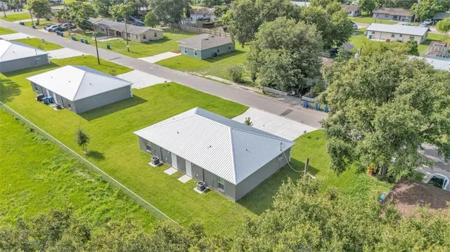 an aerial view of a house