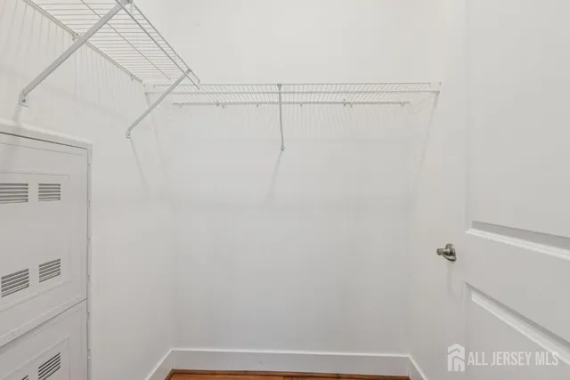 a view of small space with racks on the wall