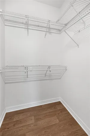 a view of a room with racks on the wall