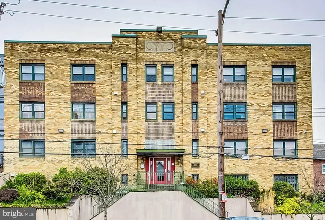 front view of a brick building