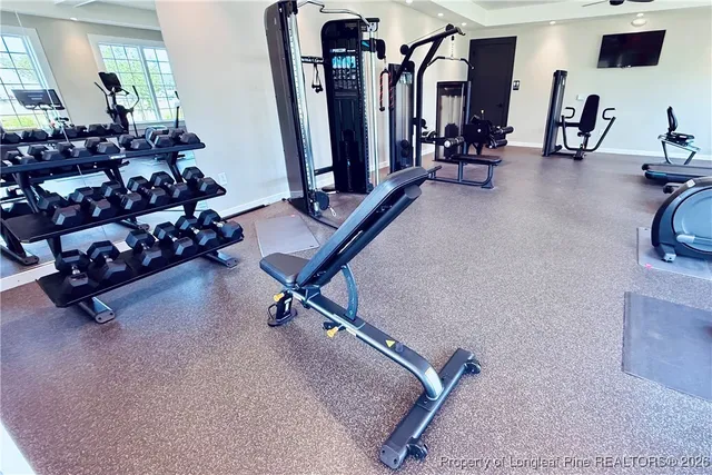a view of a room with gym equipment