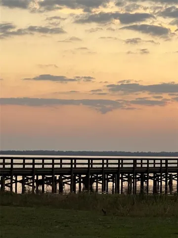 a view of a lake and mountain in the back