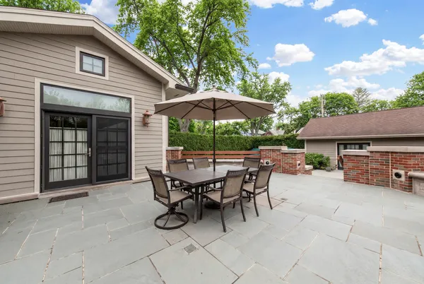 an aerial view of house with yard