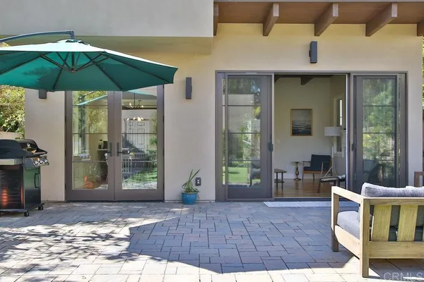 a view of outdoor space deck and kitchen