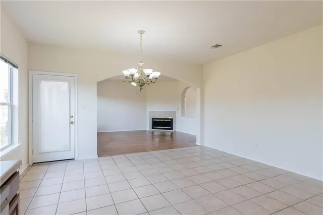 a view of a livingroom with a chandelier