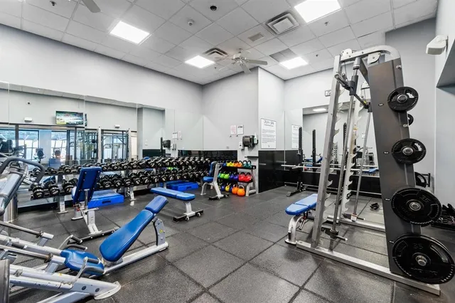 a view of a room with gym equipment