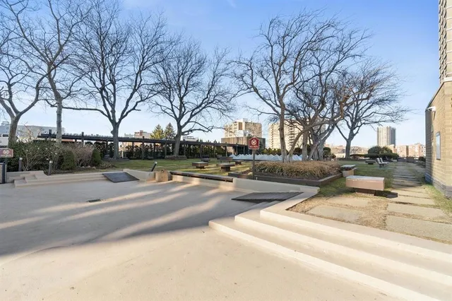 a view of a lake with a city