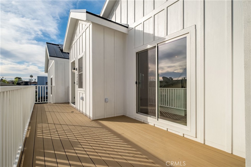 a view of a balcony from door