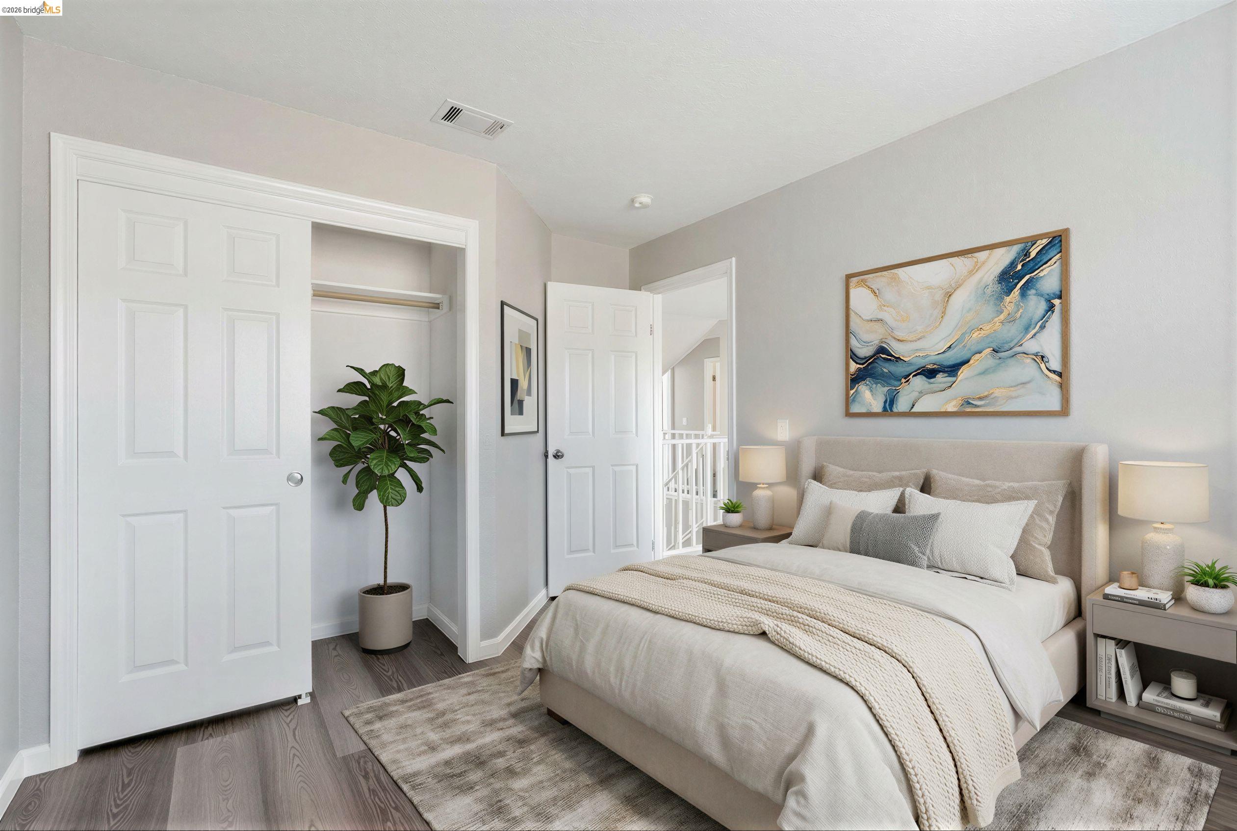 5052 Perry Way Antioch, CA 94531 - Photo 26 of 51 a bedroom with a bed and a potted plant