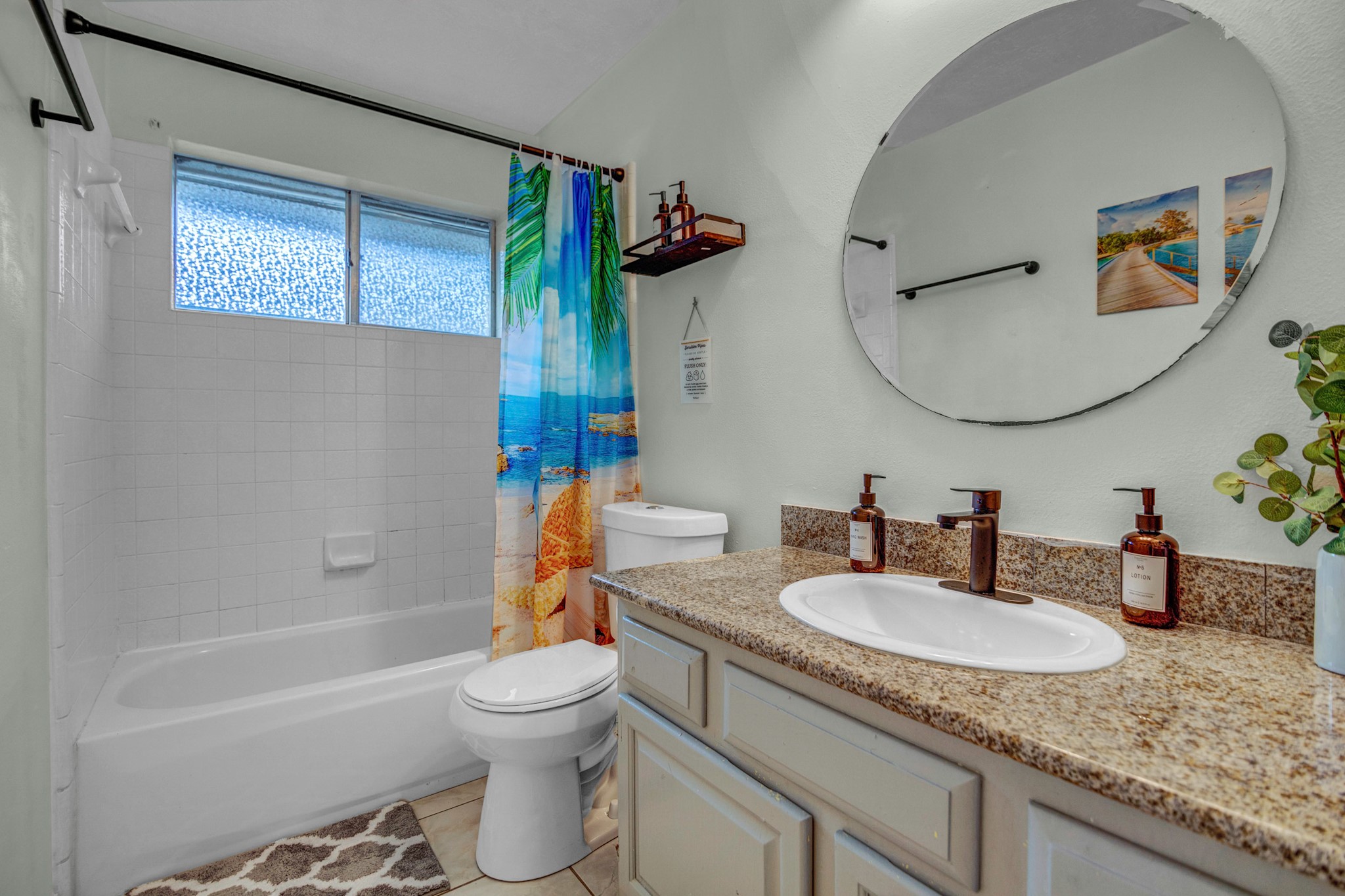 8222 Viny Ridge Drive Houston, TX 77083 - Photo 25 of 34 a bathroom with a granite countertop sink toilet and shower