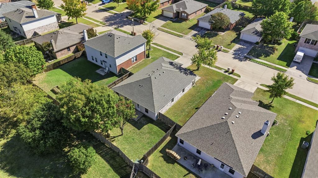 8704 Serenity Way Denton, TX 76210 - Photo 25 of 29 an aerial view of a house with a yard and pool