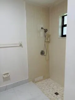 a bathroom with a shower
