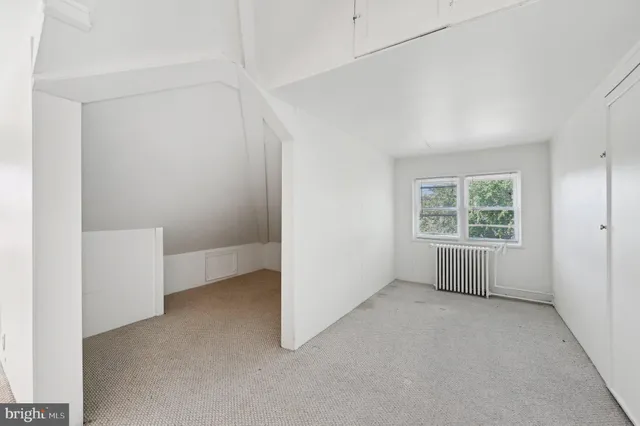 a view of a park with large trees