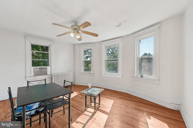a workspace with wooden floor