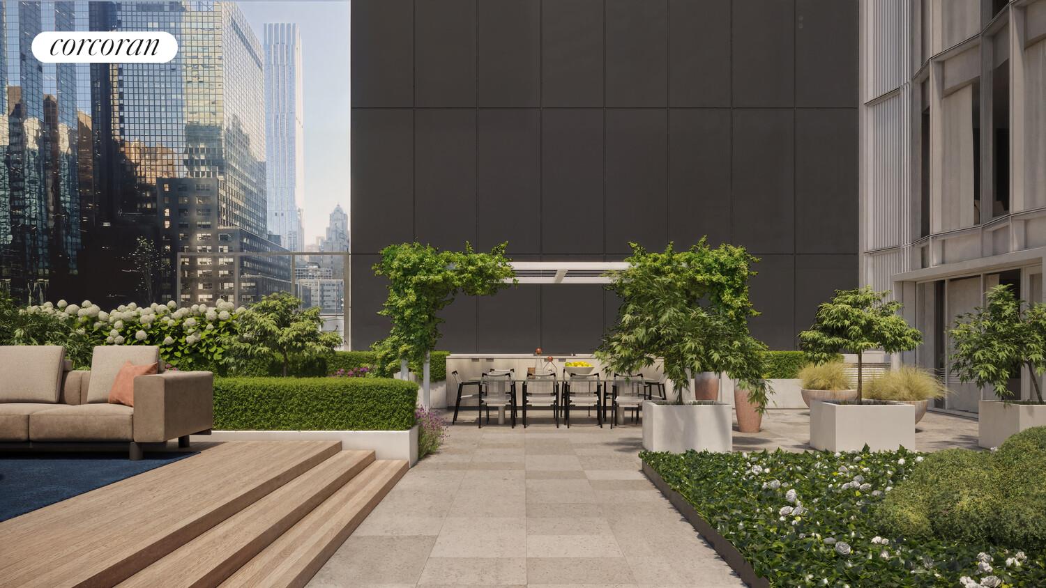 100 East 53rd Street, Unit 10A Manhattan, NY 10022 - Photo 5 of 35 a view of a patio with couches table and chairs and potted plants