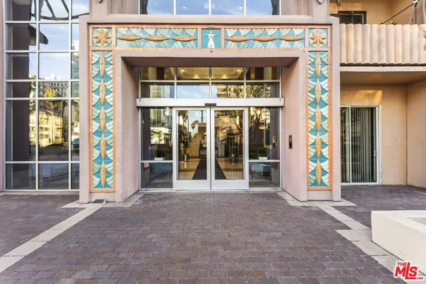 a view of an entrance of the building