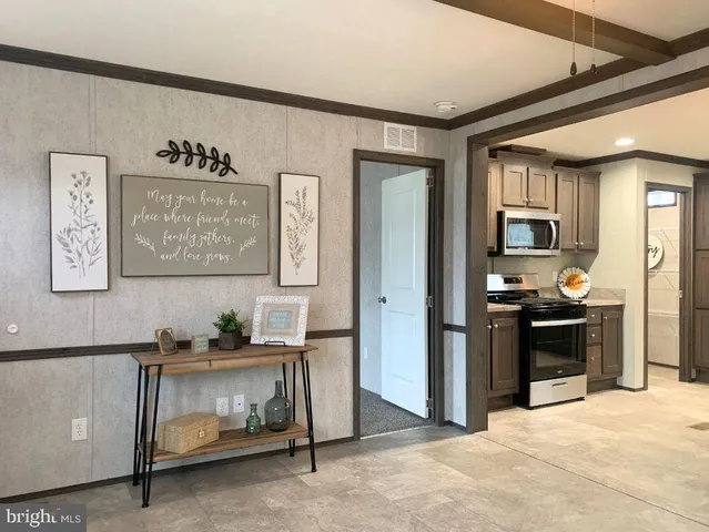 a view of a room with rack on the wall