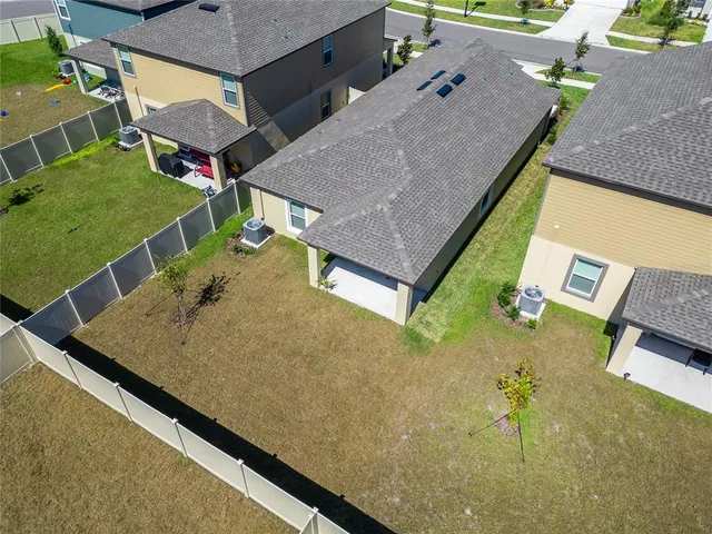 an aerial view of a house