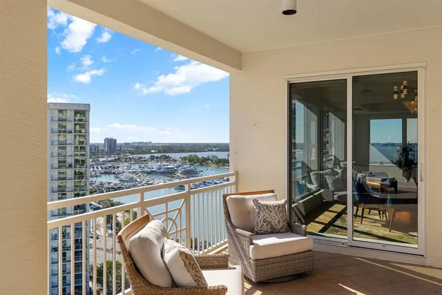 a view of a city with tall buildings