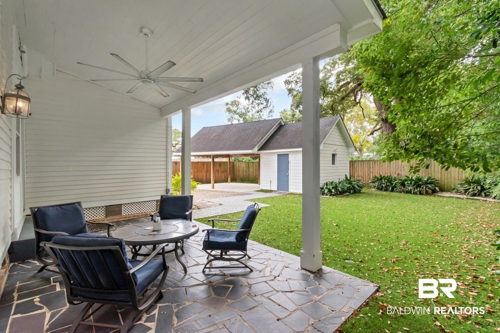 1305 Brown Street Mobile, AL 36604 - Photo 22 of 37 View of patio with an outdoor structure and ceiling fan