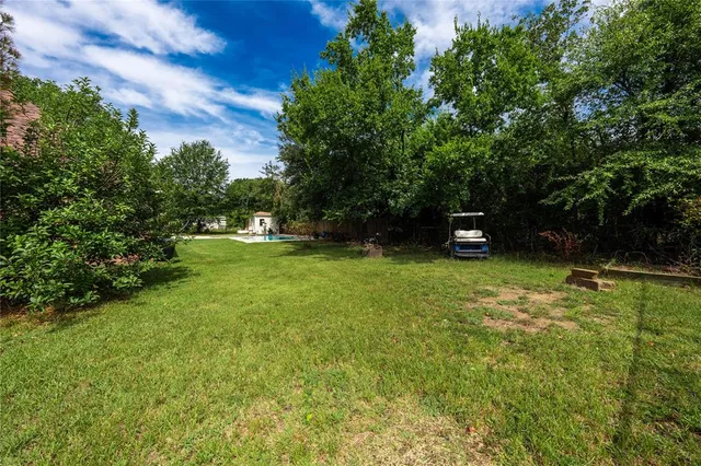 a view of a trees with a yard