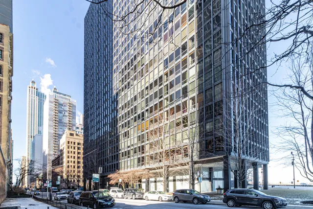 front view of a building with a street view