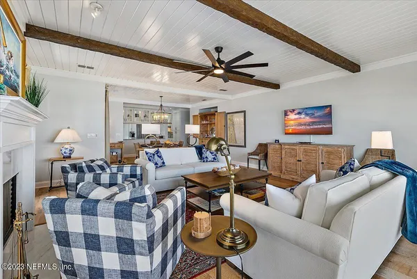 a living room with furniture