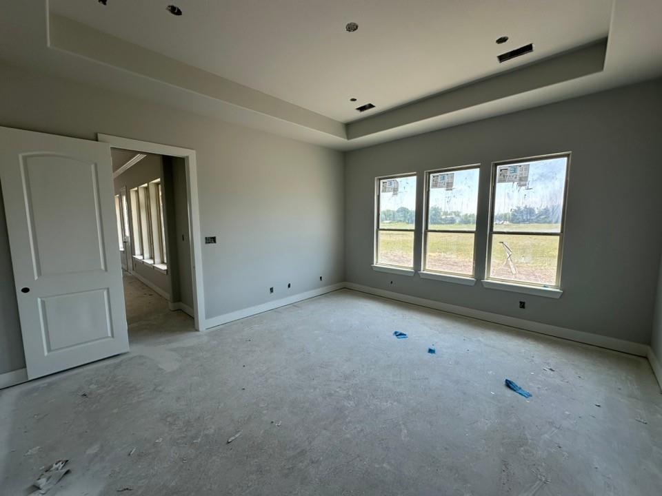 295 Brown Road Leonard, TX 75452 - Photo 11 of 26 Spacious room featuring multiple windows, a tray ceiling, and a paneled door