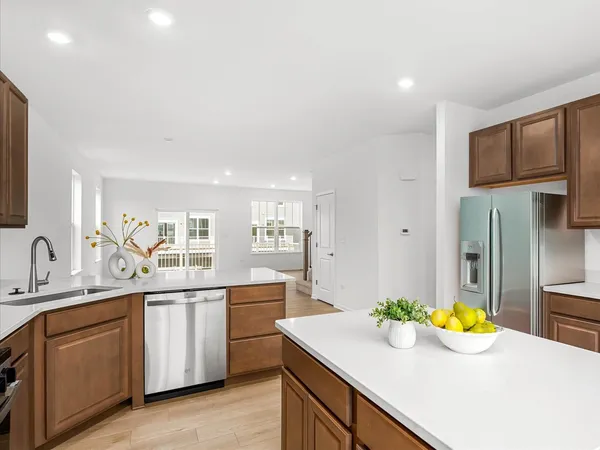 a kitchen with counter and sink