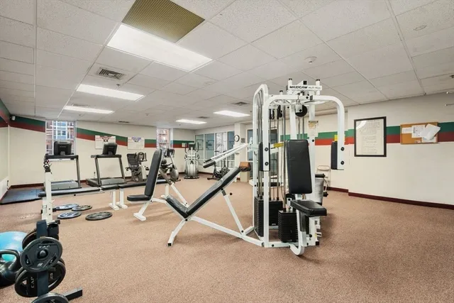 a view of a room with gym equipment