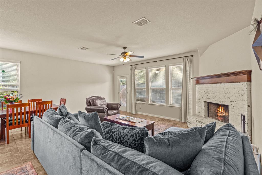 108 Bosque Court Azle, TX 76020 - Photo 12 of 33 a living room with furniture and a fireplace
