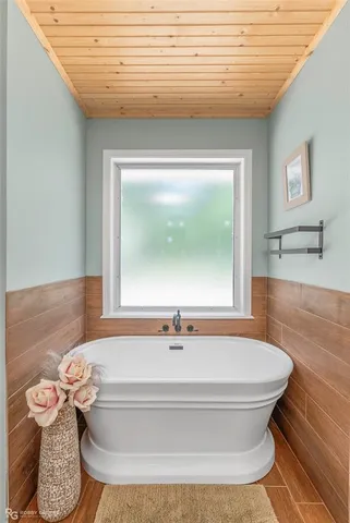 a bathroom with a toilet and a bathtub