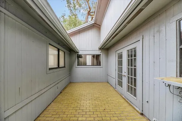 a view of backyard with green space