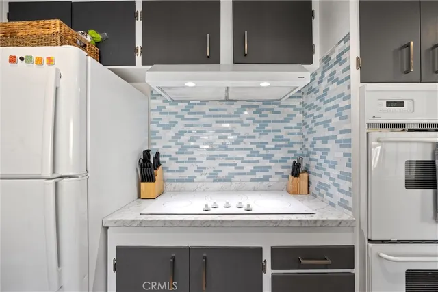 a view of a chandelier in a room