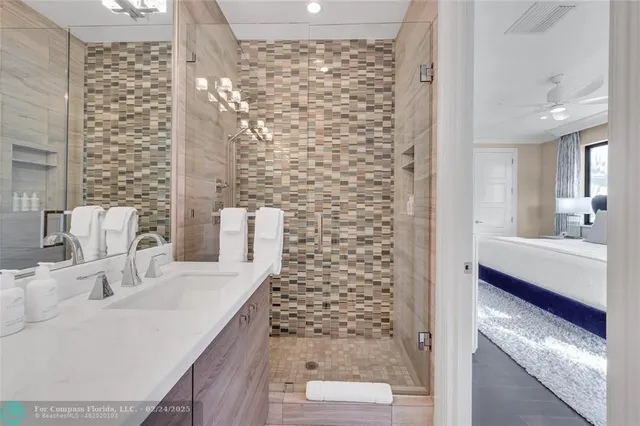 a bathroom with a bathtub and a sink