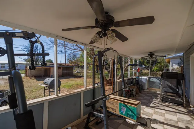 a view of a room with gym equipment
