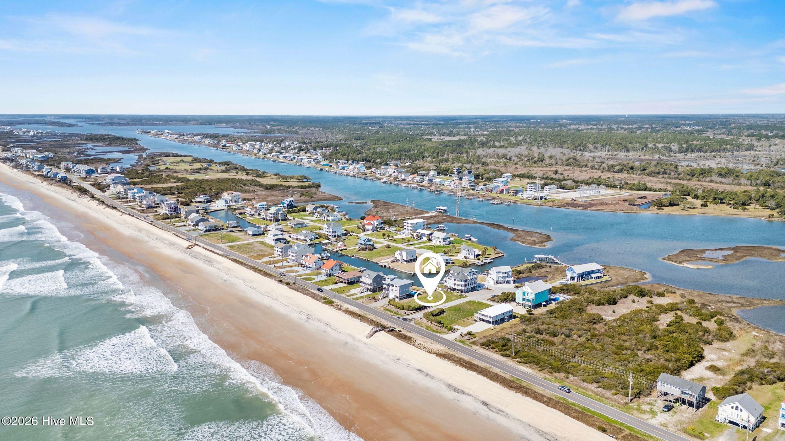 1687 New River Inlet Road North Topsail Beach, NC 28460 - Photo 7 of 11 Aerial View with Ocean and Intracoastal Waterway